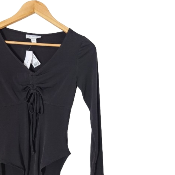 Topshop Cutout Ruched Bodysuit Women's Size 4 - Picture 7 of 13